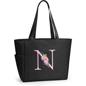 Personalized Beach Tote Bag Black-n
